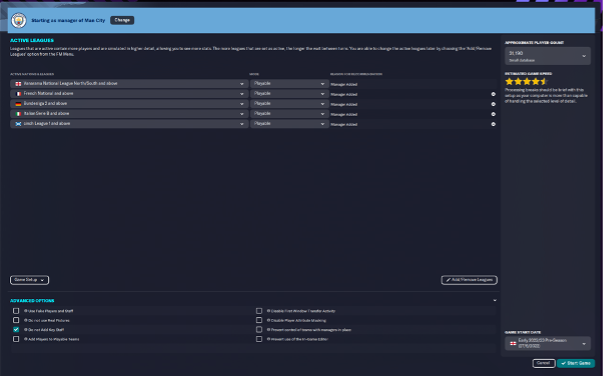 Which Leagues are playable and how can I add them to my Football 