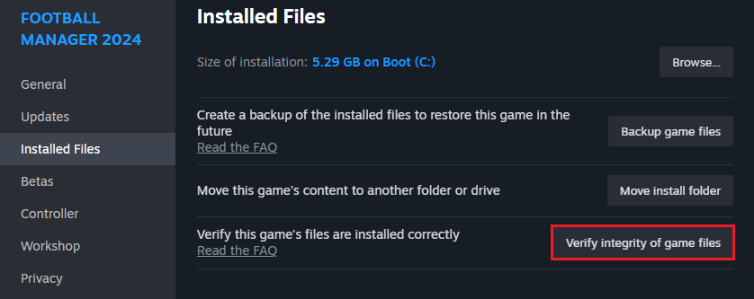 Verify Cache Files – SEGA Support